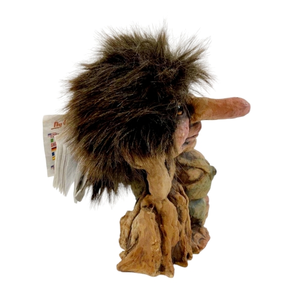 Charming "Lazy Troll Leaning on Stump" #265 Original 5" Norwegian Troll w/ Book - Picture 2 of 6